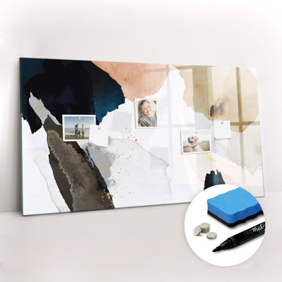Magnetic Memo Board Whiteboard - 120 x 60 cm - With Marker and Magnets - Stains abstraction