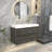 41.7 " W Free Standing Wall Mounted Single Double Single Vanity Bathroom Vanity With Plastic Top-519712760