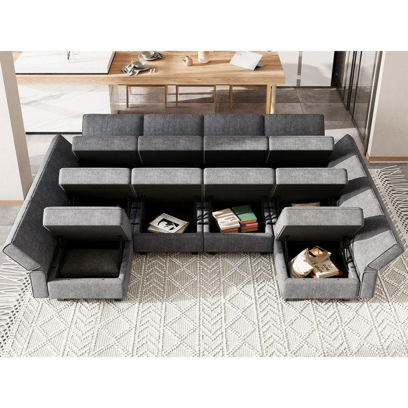 Neemi Oversized Modular Sectional Sofa U Shaped Couch Set With Storage Seat Convertible Large Couch U Shape Set