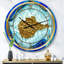 Golden Heart Blue Agate Stone - horloge murale moderne-49188467