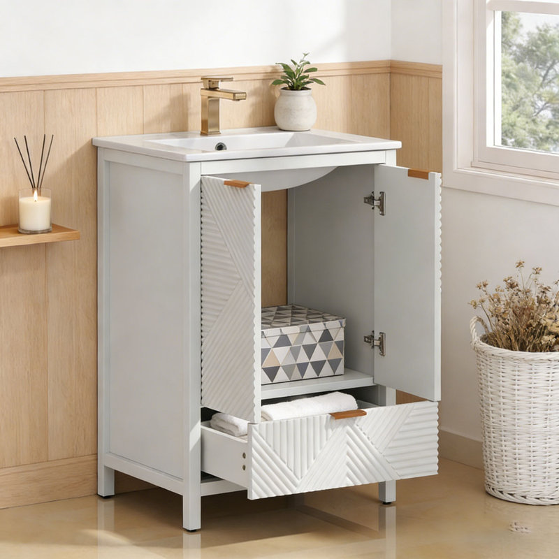 Meuble-lavabo 24 po avec lavabo, Blanc