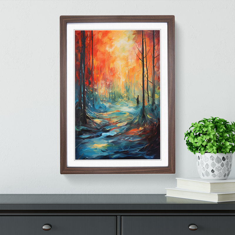 Forest Expressionism Art - Framed Print, Walnut Framed, 46cm H x 34cm W