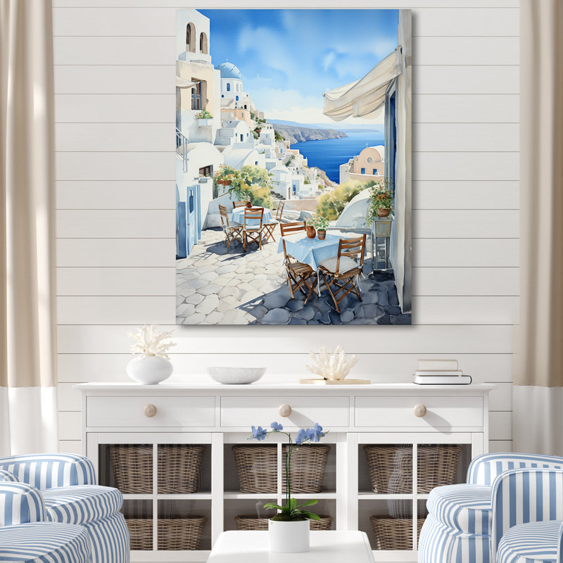 Village côtier de Santorin en Grèce 5 - Grèce, art mural, Toile tendue, H 44 po x l 34 po x P 1,5 po