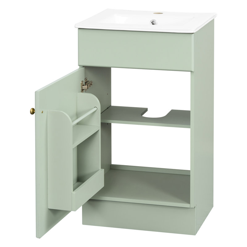 Meuble-lavabo de 18 po avec lavabo en céramique lisse, armoire peinte et tablette réglable pour une solution de rangement optimale