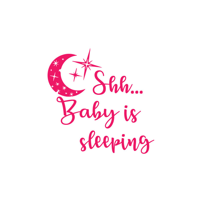 Shh... décalcomanie murale "baby is sleep" Bedell, Rose vif