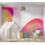 Murale abstraite pelez et collez - formes juteuses jaune et rose-315495362