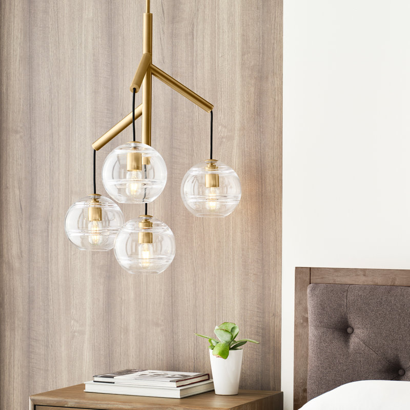 Sedona 4 - Light Pendant, Yes, Aged Brass, Clear
