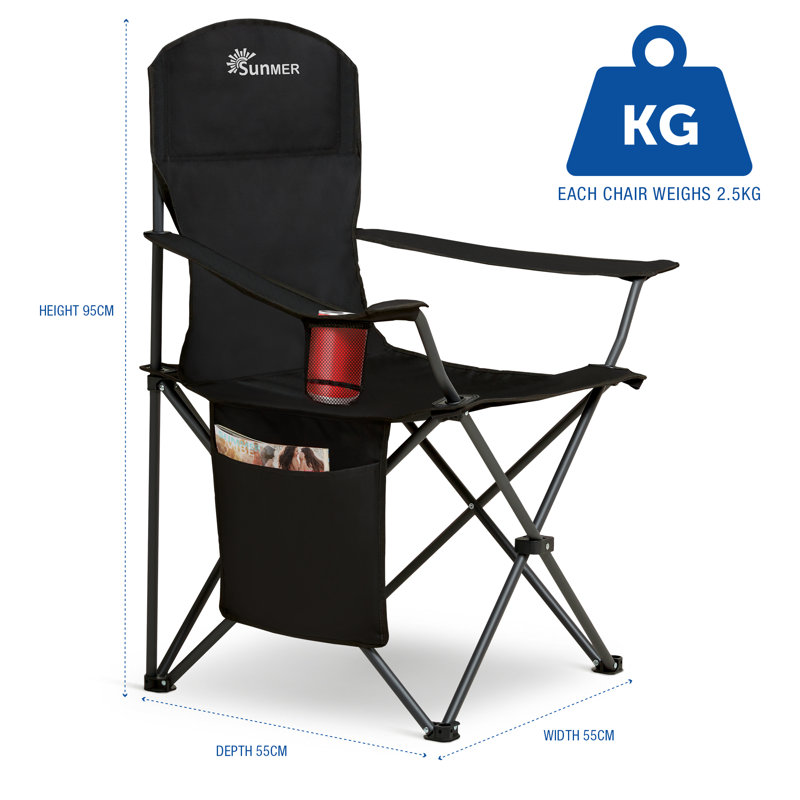 SUNMER Folding Camping Chair - Extra Wide, Black