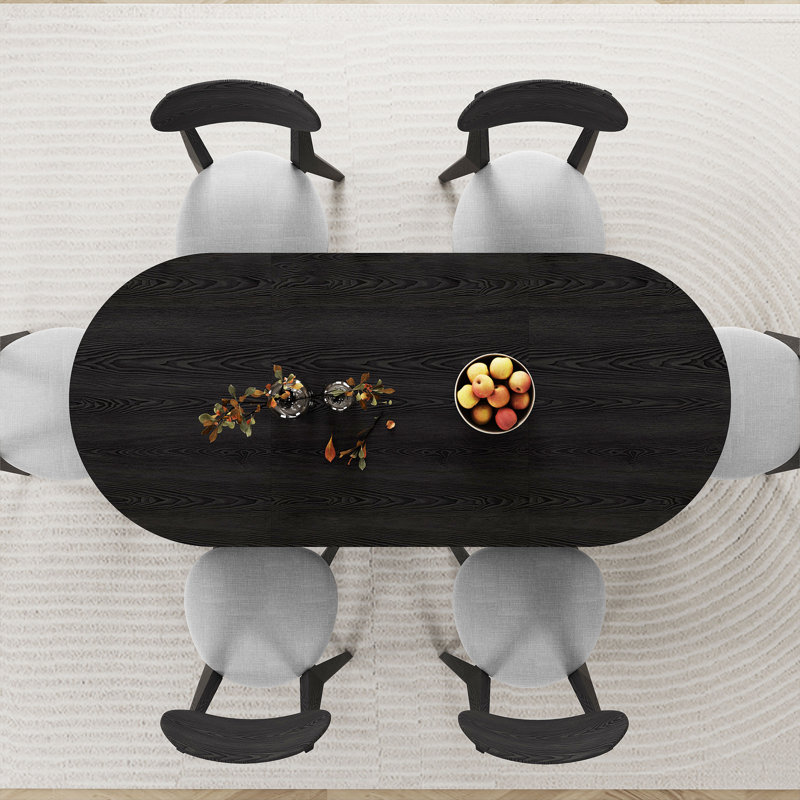 70.87" Oval Dining Table, Black