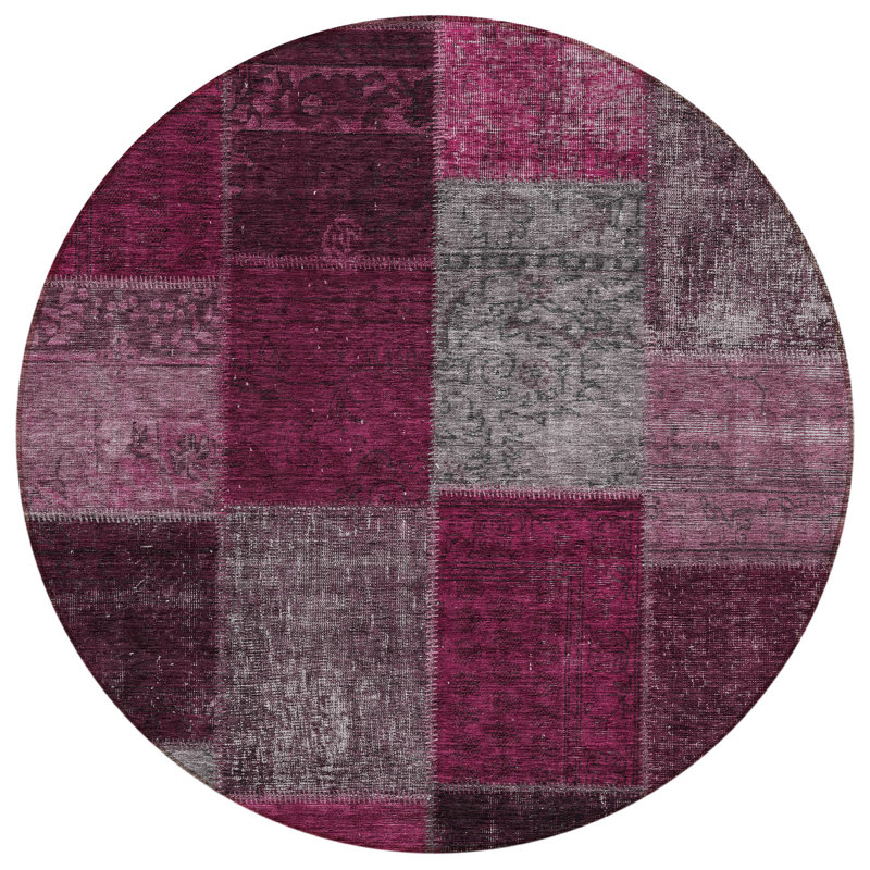 Washable Patchwork Indoor / Outdoor Rug, Round 8'