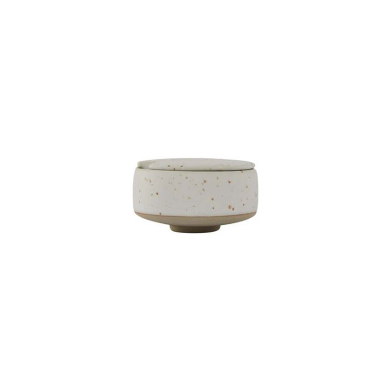 Hagi Stoneware Sugar Bowl, White/Brown