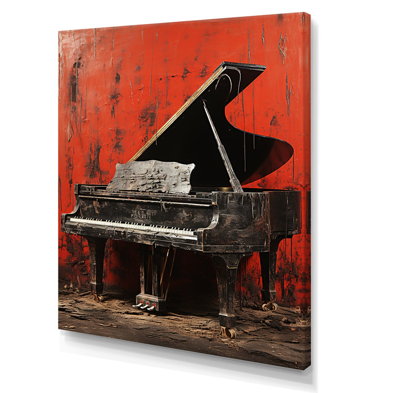 Red Classic Piano Grace - Piano, art mural, Toile tendue, H 32 po x l 24 po x P 1 po
