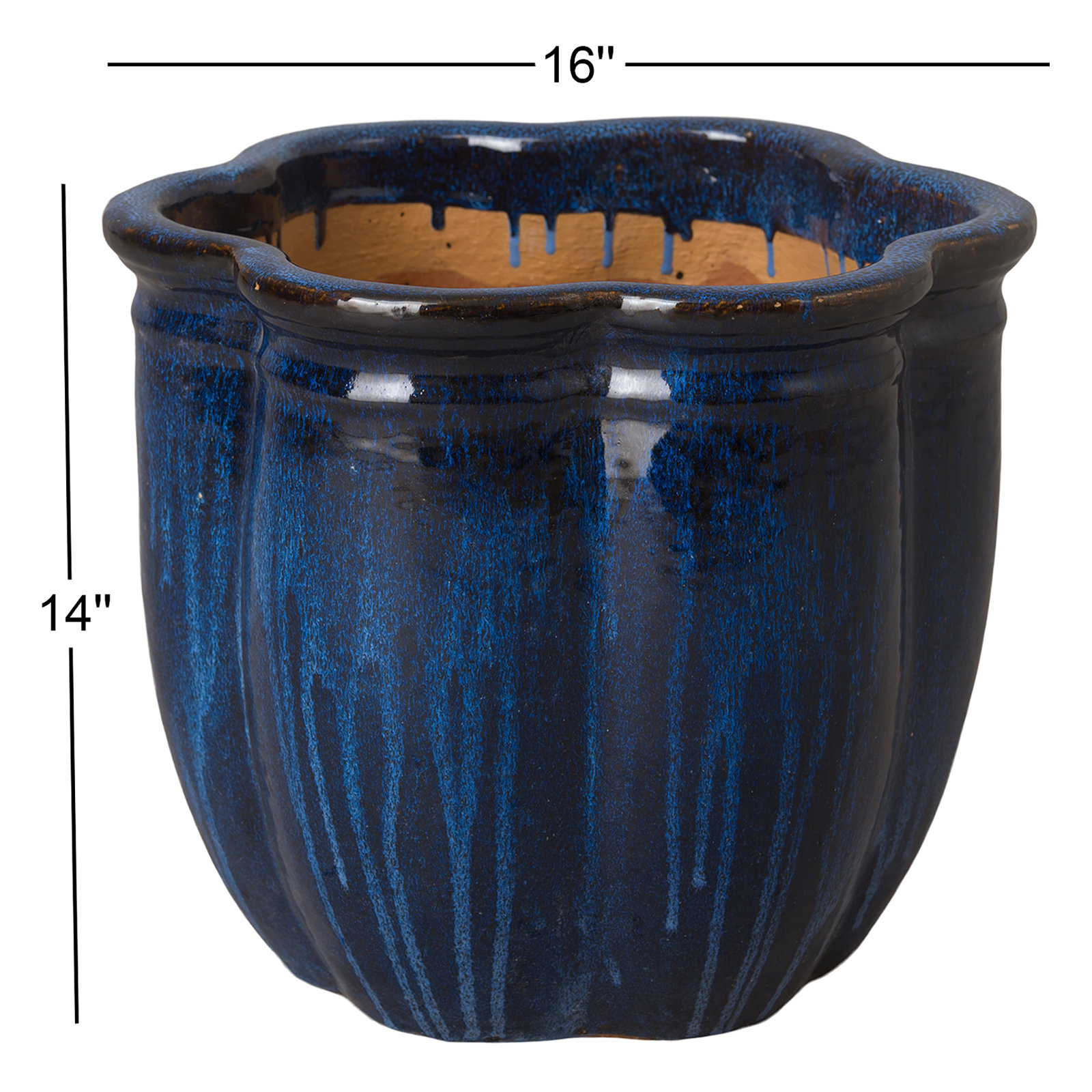 Prathersville 20" Ceramic Pot Planter, Blue, 14" H x 16" W x 16" D