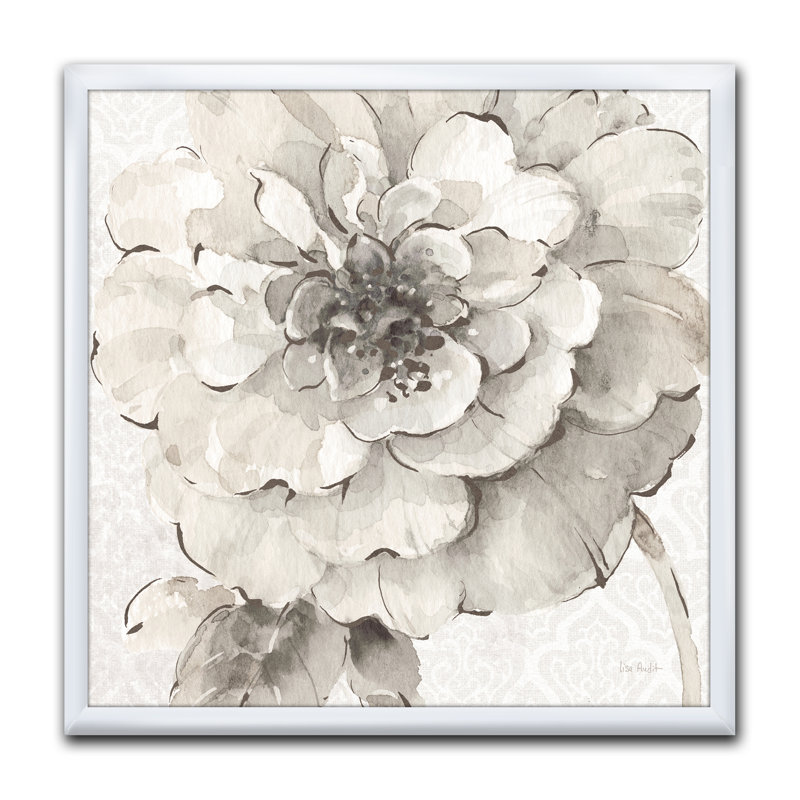 « indigold gris pivoines i »-image image sur toile, Cadre blanc, H 30 po x l 30 po x P 1 po