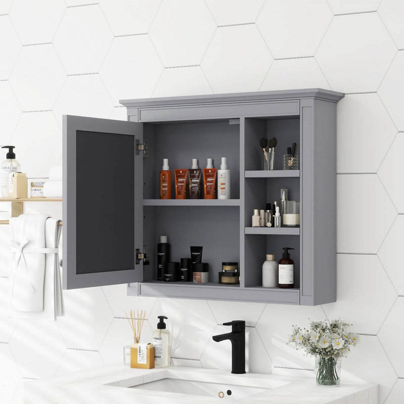 Wall Mounted Bathroom Storage Cabinet, Gray