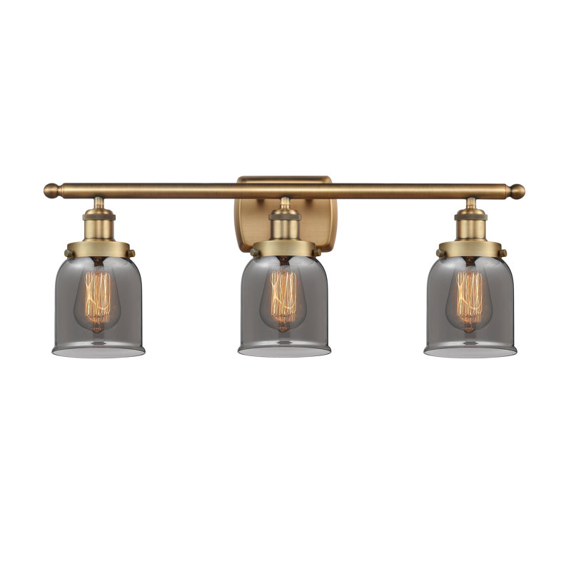 Éclairage pour meuble-lavabo 3 lumières 26 po Ballston Urban Bell, DEL, Plaqué couleur fumée, Laiton brossé