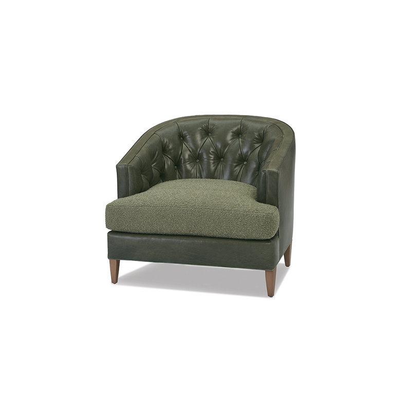 Bardot Barrel Chair Chair with Ottoman, Ebony, Capri Brown