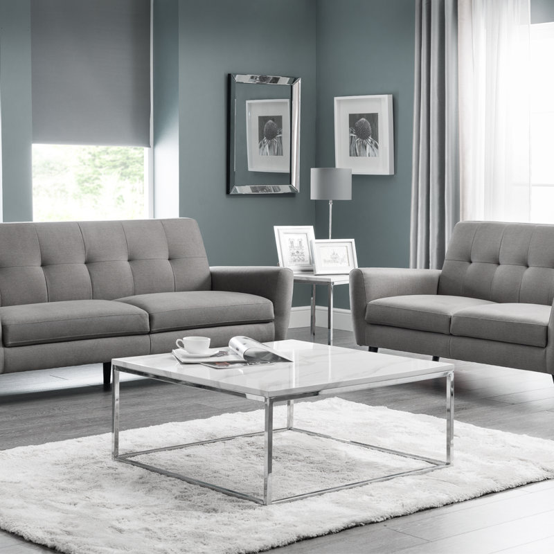 Rumi Frame Coffee Table, White, Chrome