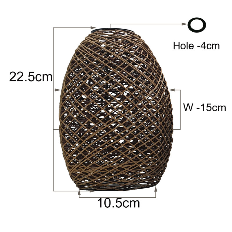 22.5cm H Chenille Oval Lamp Shade ( Screw On ) in Hemp