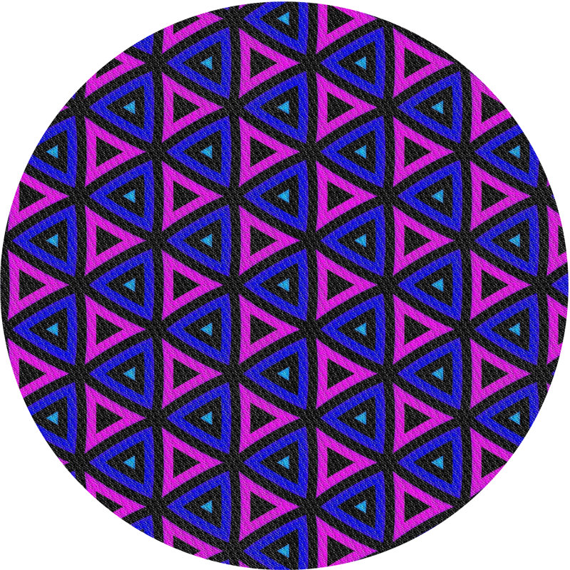 Tapis bleu/rose à motifs Monson, Rond 4 pi