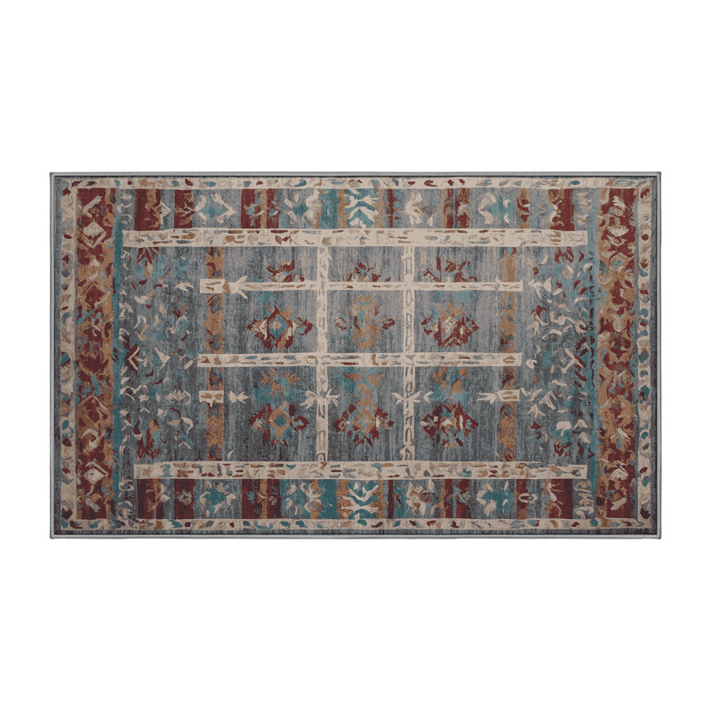 Tapis gris lavable à la machine, Rectangle 5 pi x 7 pi