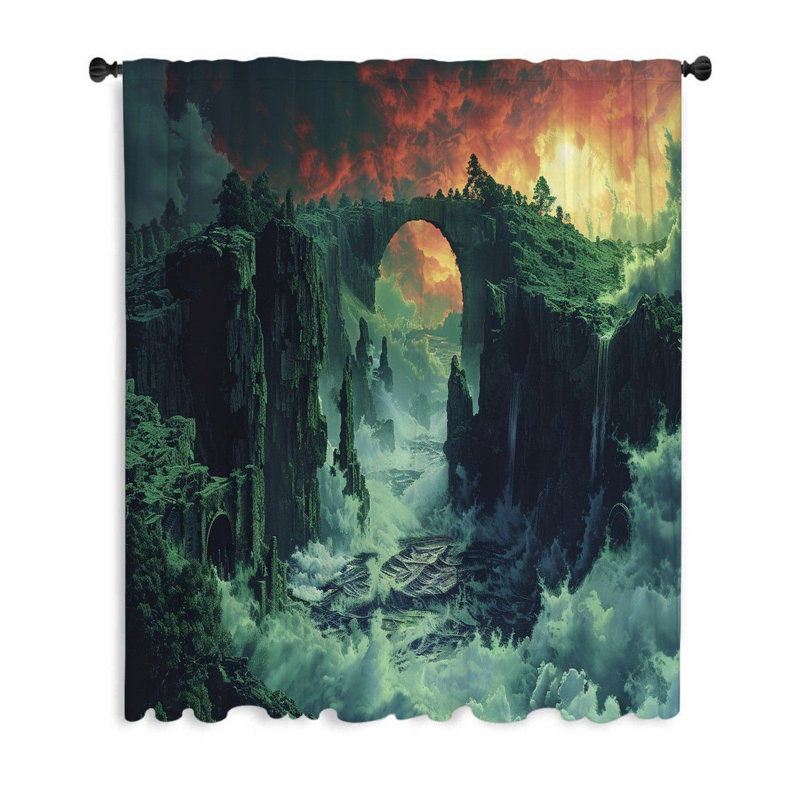 Rideaux de fenêtre, rideaux occultant et rideaux Fantasy Landscape - 1 panneau, H 53 po x l 99 po