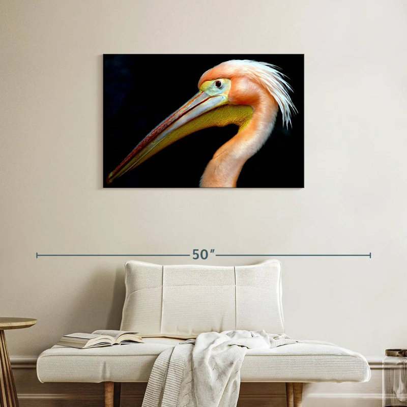 Peach Pelican Profile, 24" H x 36" W