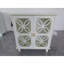 Buffet, armoire de salle de bain autoportante avec portes en verre trempé, console de cuisine rétro moderne, armoire de rangement décorative à 2 portes, couleur crème