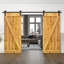 Porte de grange en bois massif lambrissé et métal-86646364-86646365