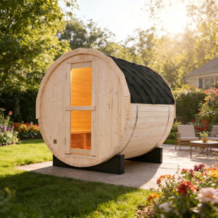 Sansheng 4-person White Pine Barrel Sauna For Outdoor Use