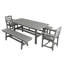 Ensemble repas d'extérieur 5 pièces en PEHD | 1 table, 2 bancs et 2 chaises | Résistant aux intempéries, stable aux rayons UV et écologique