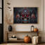 Crâne de vitrail rouge et bleu avec art gothique sur toile Halloween-2143103437