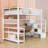 Loft Bed With Stairs, Wardrobe, L-Shaped Desk, LED Lights, Charging Station And Storage Shelves-1948397340