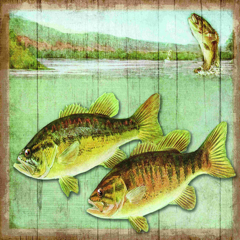 " Gone Fishing Middle ", 12" W x 12" H