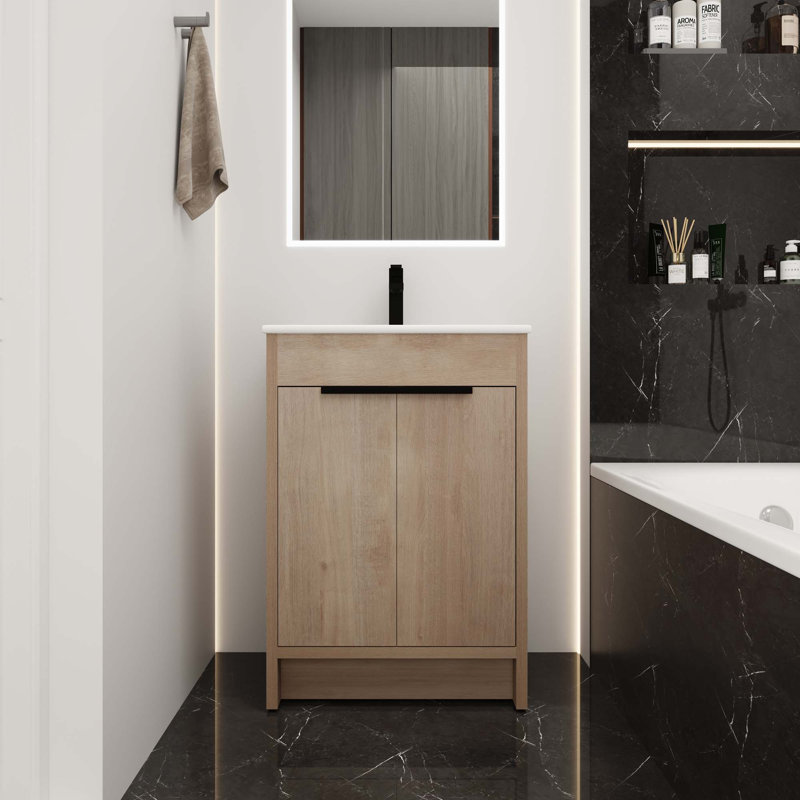 Meuble-lavabo autoportant avec lavabo en céramique