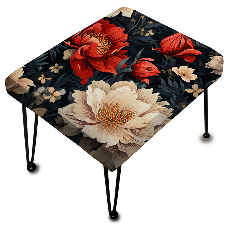 Enchanting Red Pivoines Garden Flourish - Repose-pieds rectangulaire floral