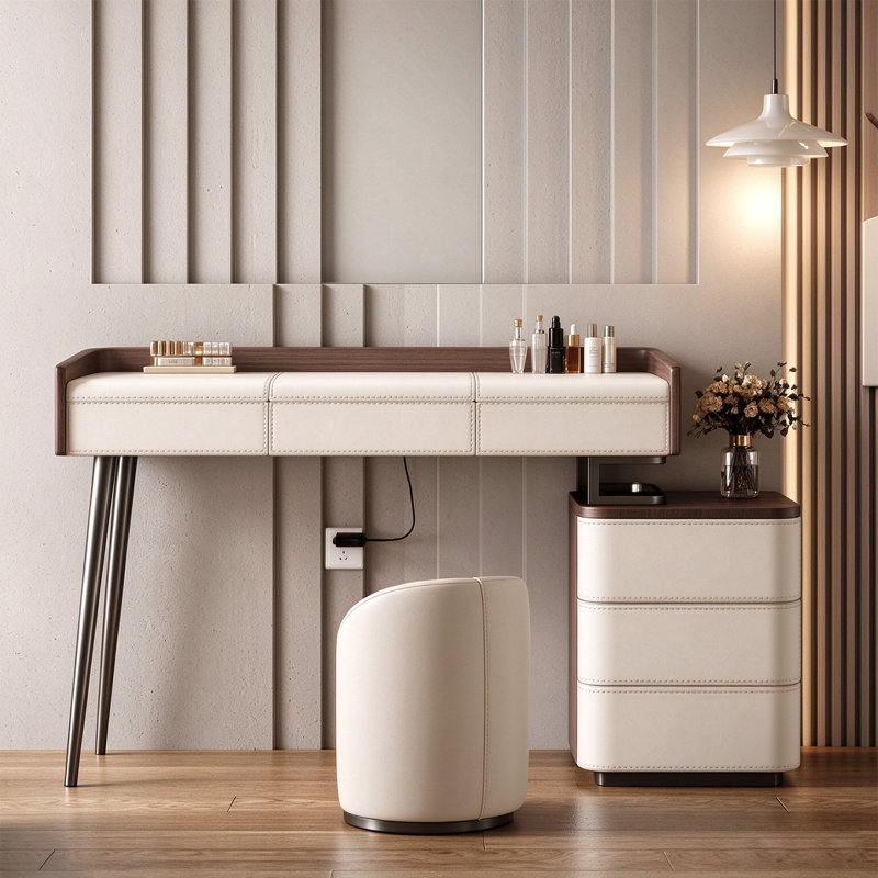 Vanity with Mirror and Seat, H 31,5 po x l 45,28 po x P 17,72 po