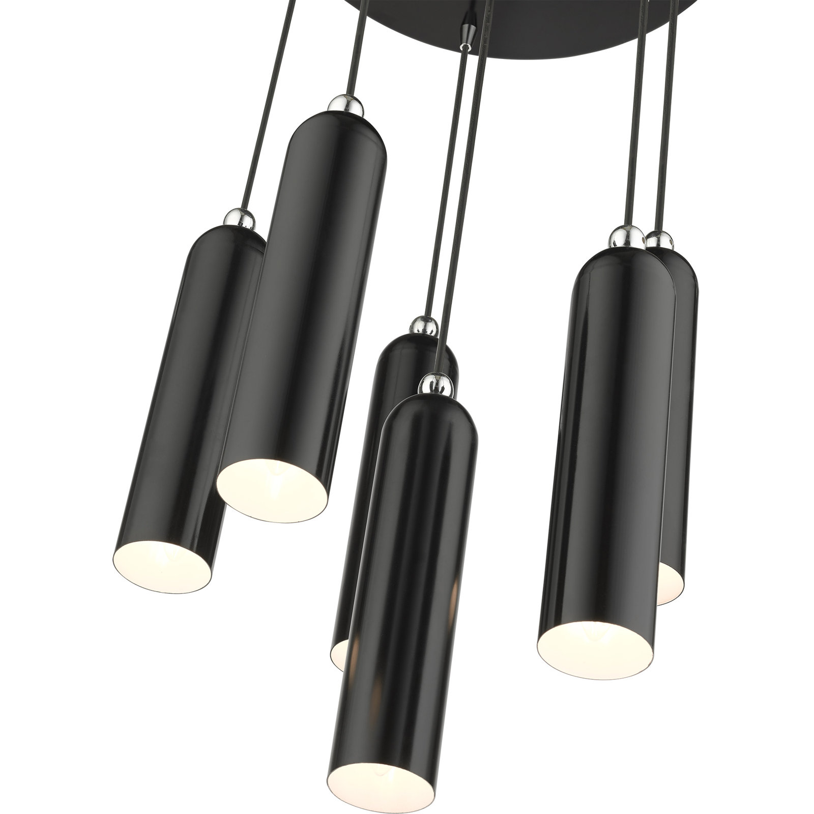 Harly 6 Light Metal Dimmable Pendant, Shiny Black