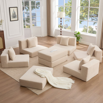 Newly Arrived 10-In-1 Convertible Sofa Sectional, Corner Couch, Floor Sleeper With Side Pocket, No Assembly, Ideal For Family And Small Spaces