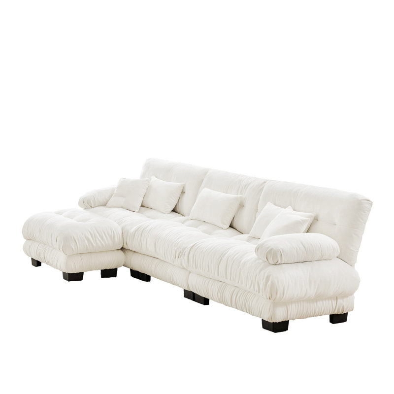 Canapé modulaire polyvalent pour le salon, améliorant le confort et le style, 35.42" H x 133.82" W x 59.62", Blanc