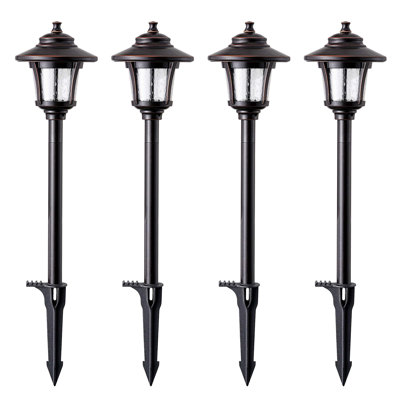 Satin Black Aluminum Low Voltage Plug-in Integrated Led Pathway Light Pack Outdoor Weatherproof