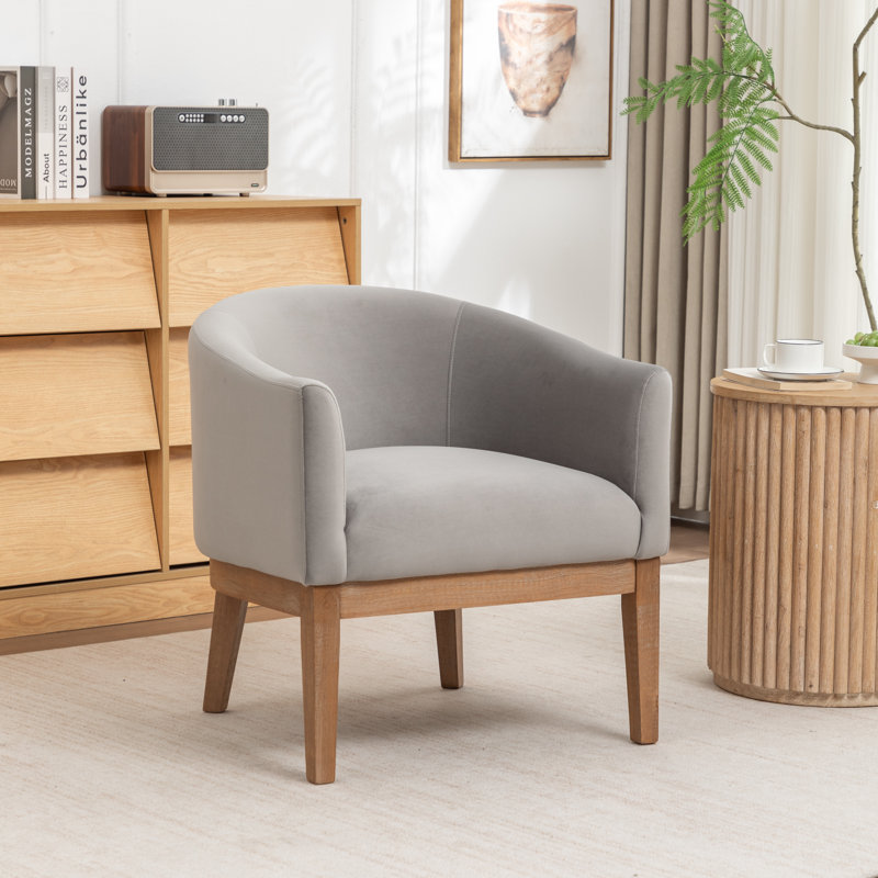 Fauteuil avec pieds en bois massif, Grey
