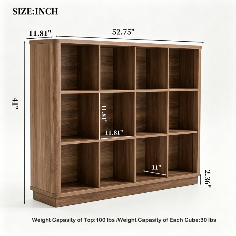 Bibliothèque de rangement pour cubes avec tablette et bibliothèque - 12 cubes