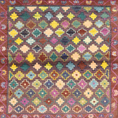Tapis brun/beige/bleu contemporain