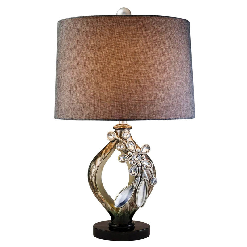 Lampe de table 28,25 "en polyrésine" Balleria ", cristal et verre