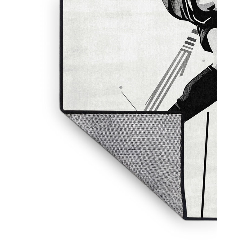 Tapis géométrique moderne brun et noir lavable à la machine, 2 x 3