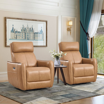 Ronni 32.3" Wide Modern Swivel and Rocker Power Recliner Chair with USB Port (Set of 2)
