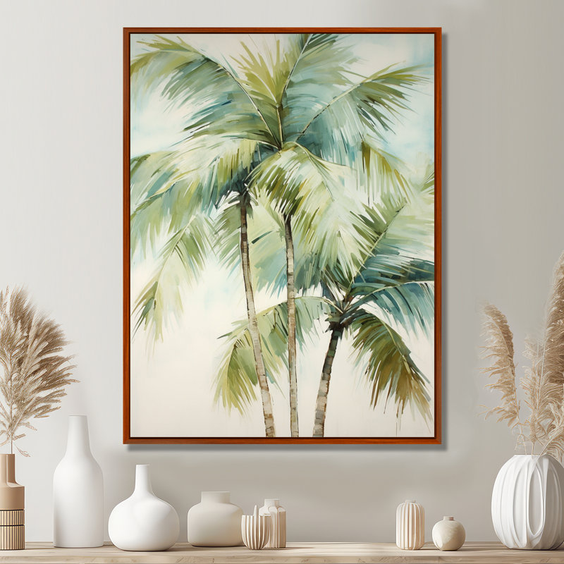 «Dreyfuss Green Minimalims Palm Trees I», reproduction d'art sur toile, palmiers, H 32 po x l 24 po x P 1 po