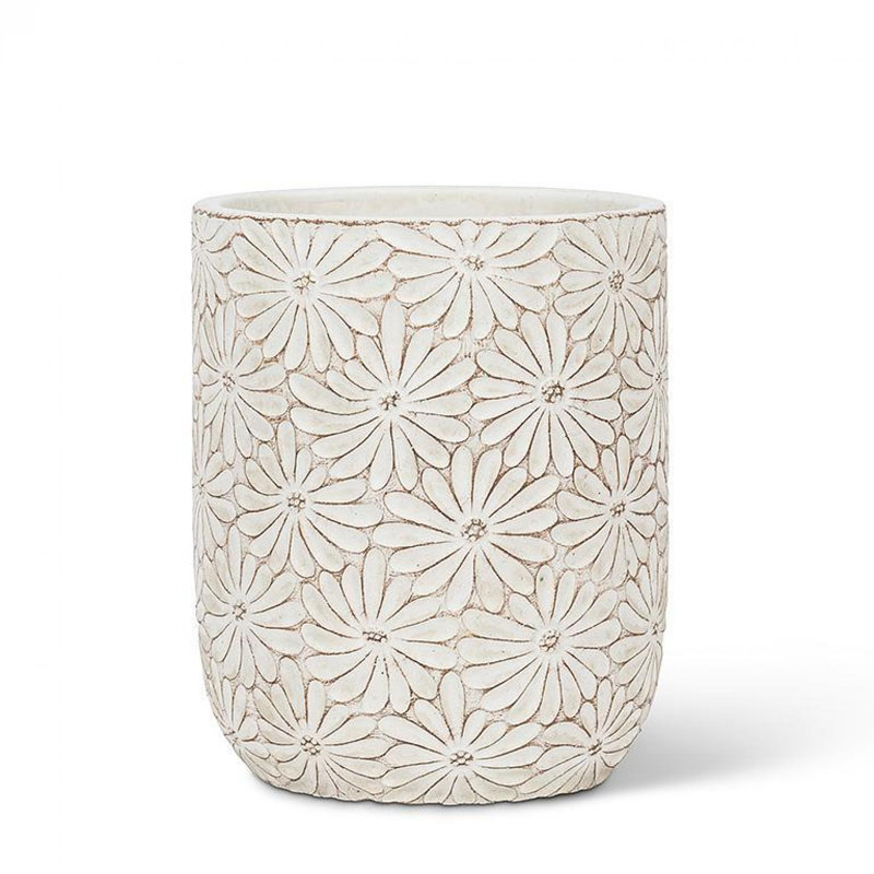 Jardinière ou vase à motif marguerite, H 5,5 po x l 5,5 po x P 6,5 po