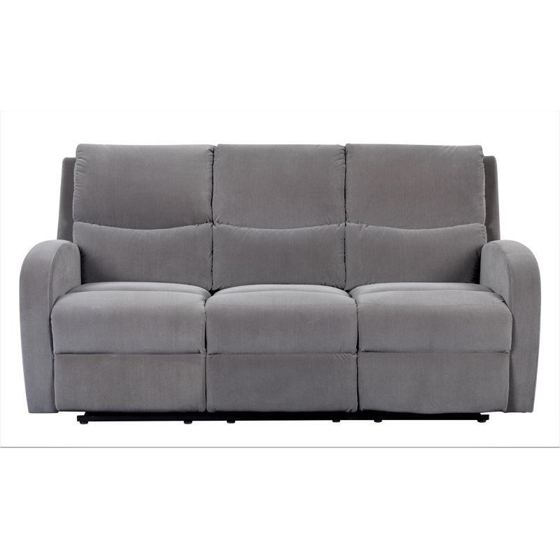 Sonay 72.5" Velvet Recessed Arm Reclining Sofa, Gray